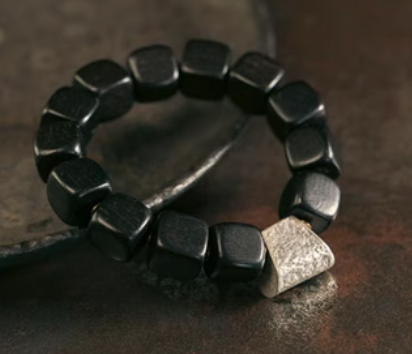 Ebony Wood With Silver Charm bracelets