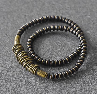 Ebony Wood With Rustic Brass Bracelet