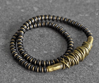 Ebony Wood With Rustic Brass Bracelet