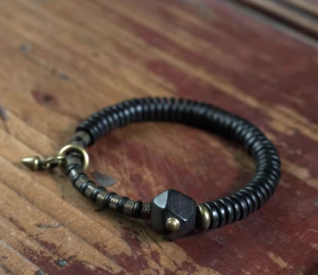 Ebony Wood Beads With Cone Charm Bracelets