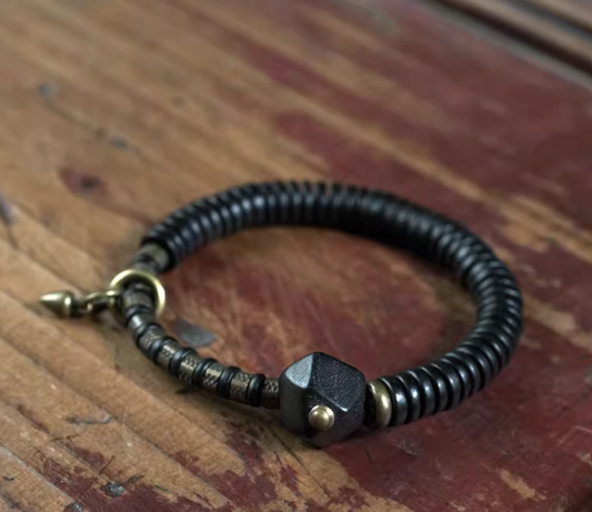 Ebony Wood Beads With Cone Charm Bracelets
