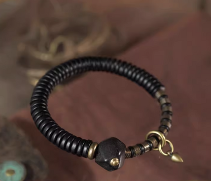 Ebony Wood Beads With Cone Charm Bracelets