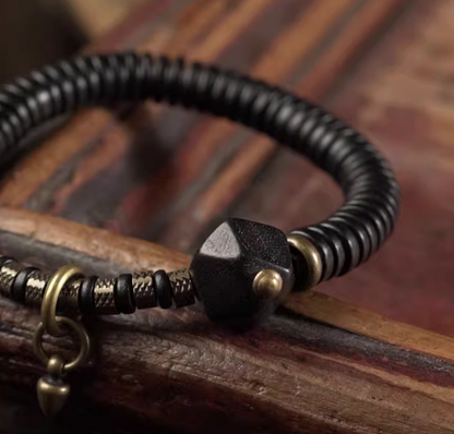 Ebony Wood Beads With Cone Charm Bracelets