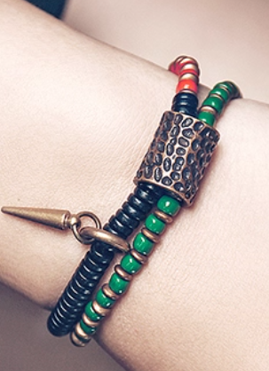 Ebony Wood and Glass Bracelets