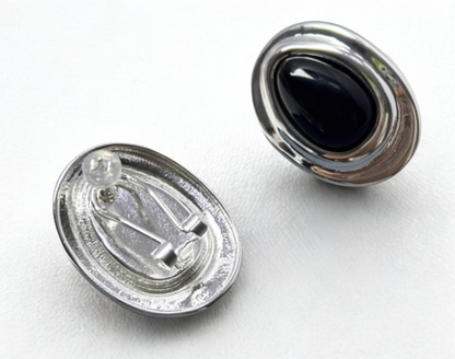 Nuit Éternelle | Black Agate Egg-shaped Earrings