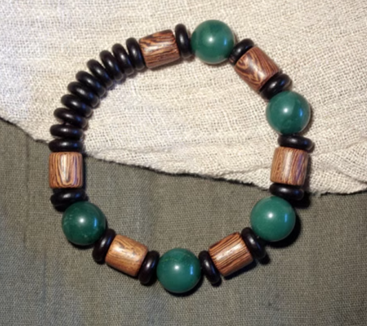 African Greed Jade with Ebony wood bead bracelet