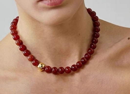 Scarlet Allure | Red Agate beds Necklace - Lesedi Jewels