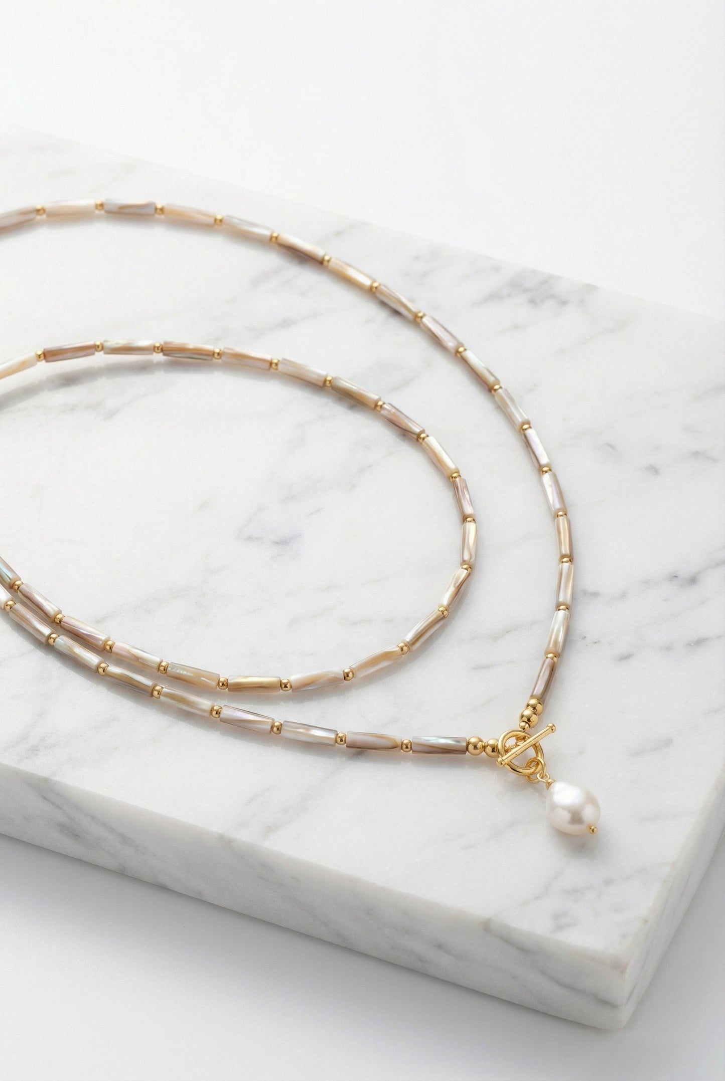 Natural seashell necklace with Freshwater Pearl Choker - Lesedi Jewels