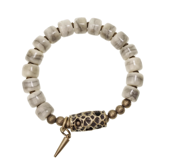 Oxbone With Brass Cone  Bracelet