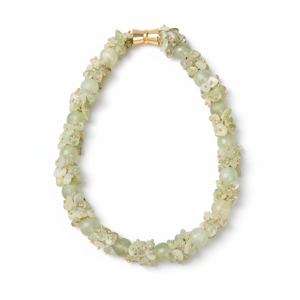 Spring’s Whisper | Natural Prehnite Faceted Beaded Necklace