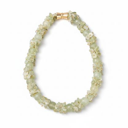Spring’s Whisper | Natural Prehnite Faceted Beaded Necklace
