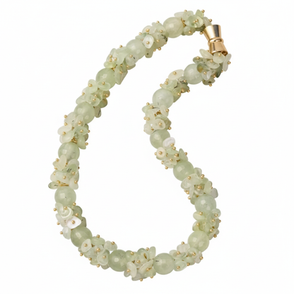 Spring’s Whisper | Natural Prehnite Faceted Beaded Necklace