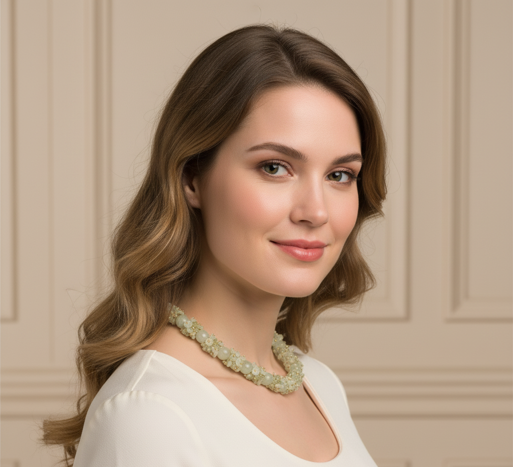 Spring’s Whisper | Natural Prehnite Faceted Beaded Necklace