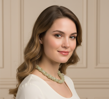 Spring’s Whisper | Natural Prehnite Faceted Beaded Necklace