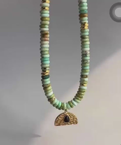 Natural Australian Green Jade with fan-shaped pendant