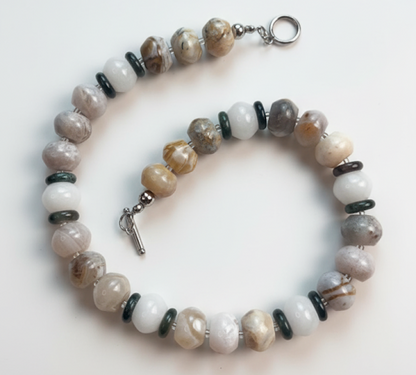 Nature’s Embrace | Natural bamboo leaf agate and white chalcedony