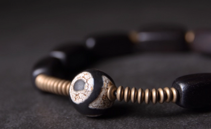 Ebony Wood with Dzi Bead Bracelet