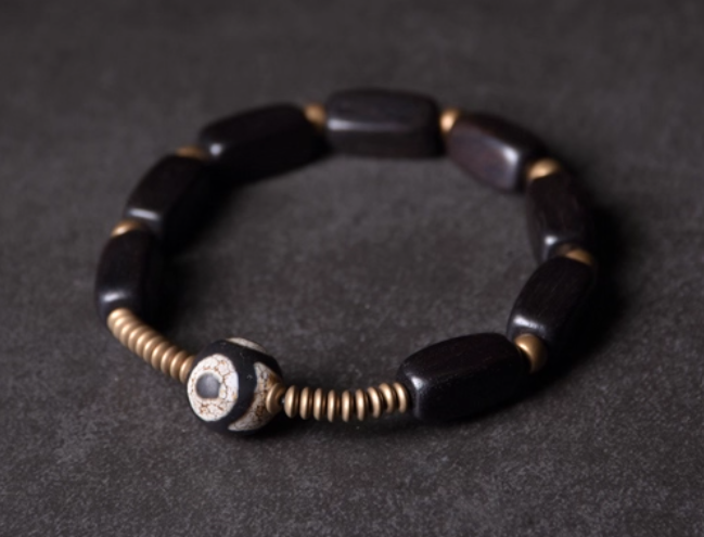 Ebony Wood with Dzi Bead Bracelet