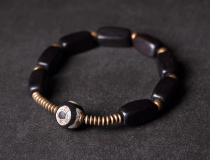 Ebony Wood with Dzi Bead Bracelet