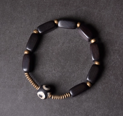 Ebony Wood with Dzi Bead Bracelet