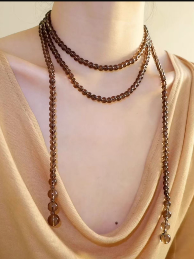 Elegant Long Smoky quartz Necklace - Lesedi Jewels