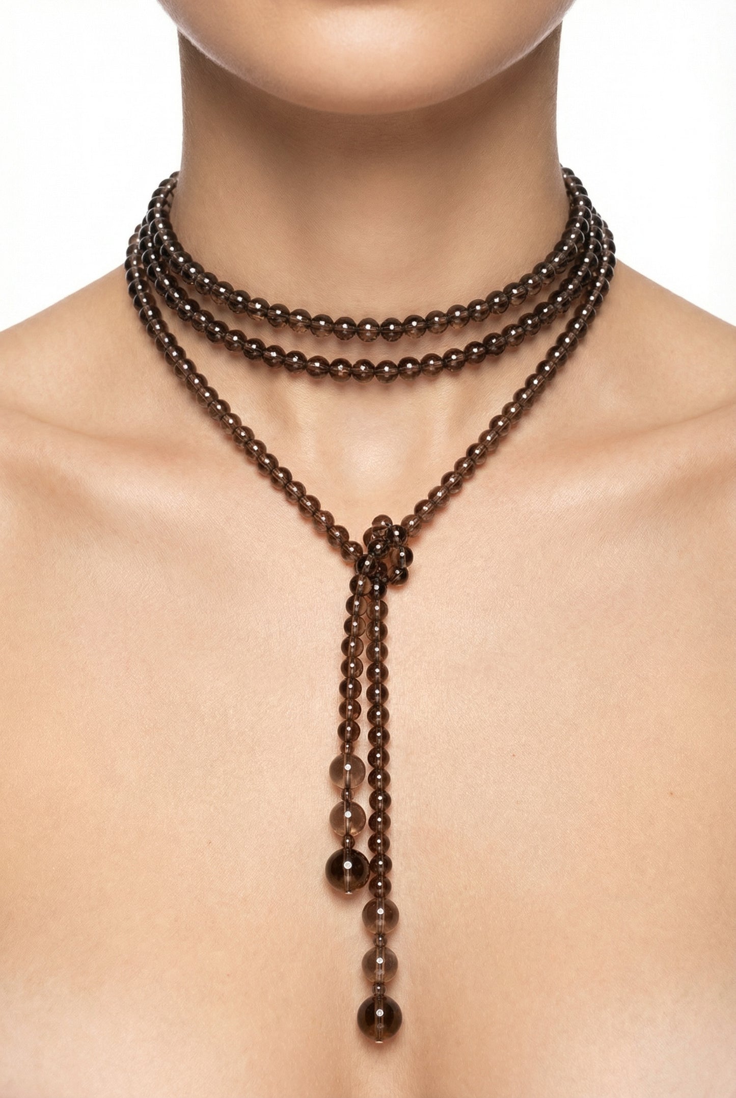 Elegant Long Smoky quartz Necklace - Lesedi Jewels