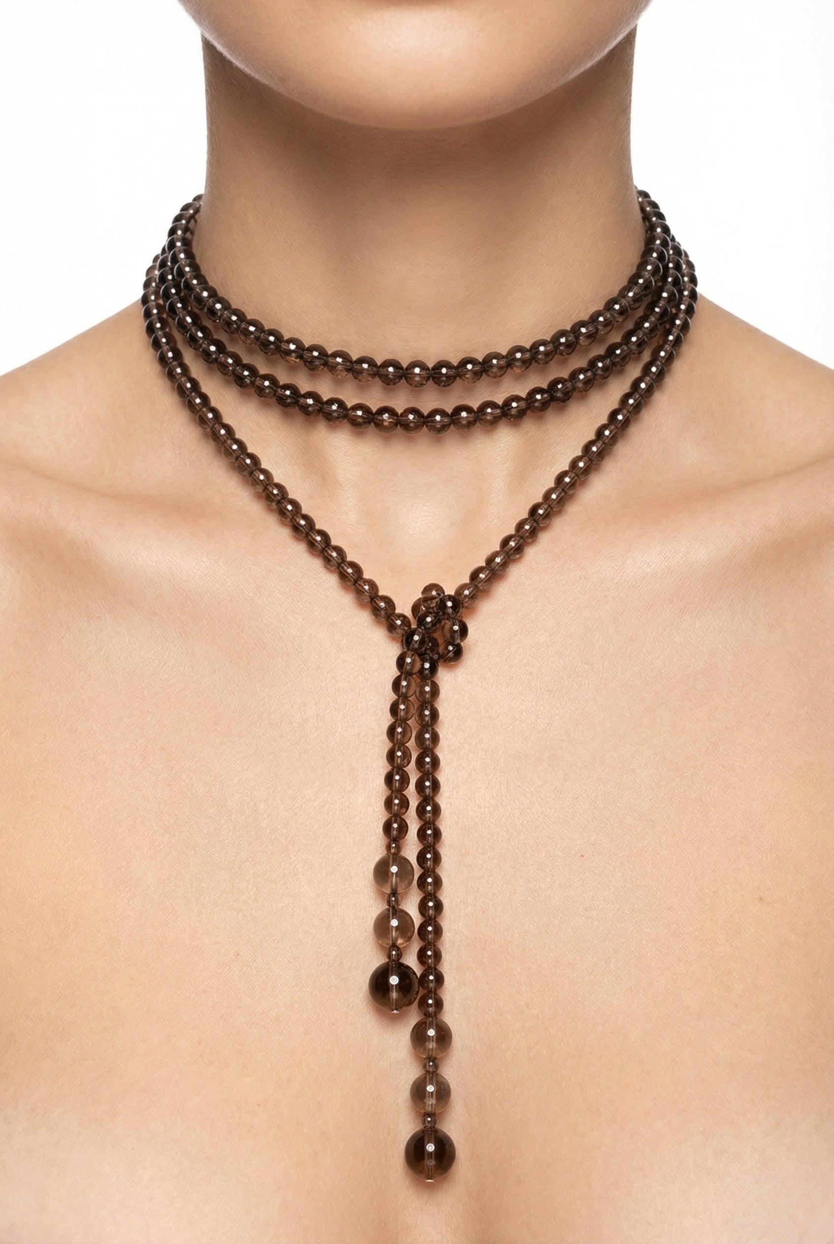 Elegant Long Smoky quartz Necklace - Lesedi Jewels