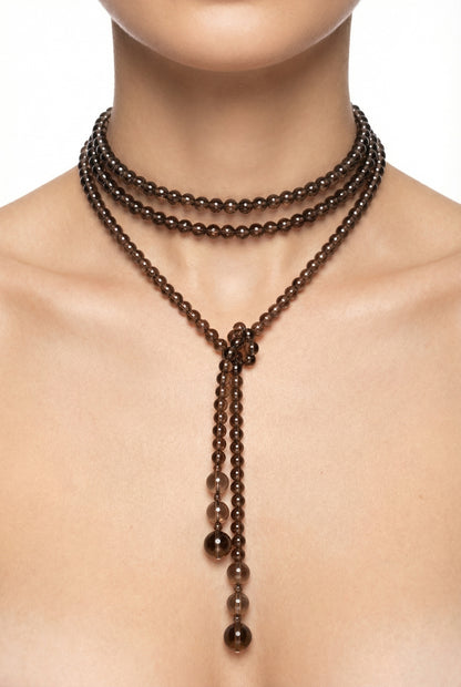 Elegant Long Smoky quartz Necklace - Lesedi Jewels
