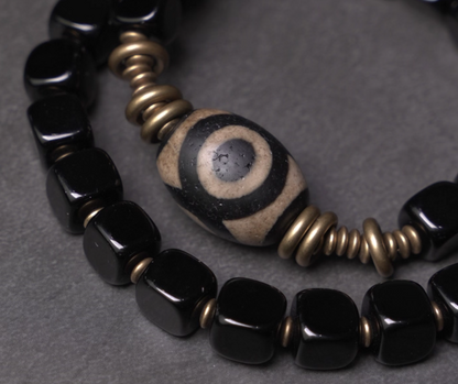 Obsidian Square Bead Bracelet
