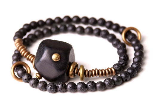 Ebony Wood and Volcanic Stone bracelets