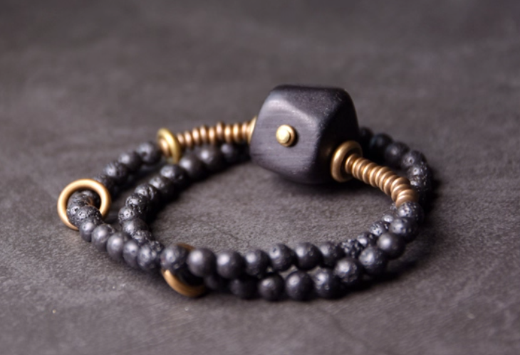 Ebony Wood and Volcanic Stone bracelets