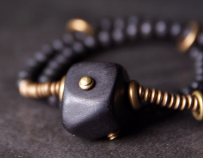 Ebony Wood and Volcanic Stone bracelets
